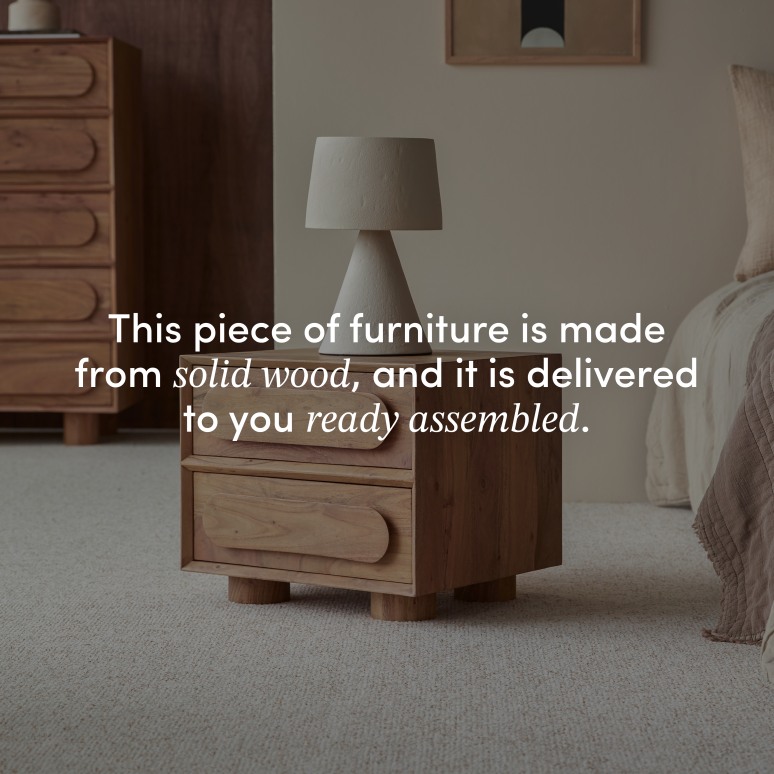 Olga - Two-drawer solid acacia bedside cabinet