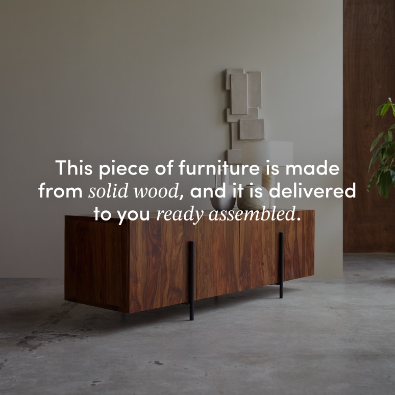 Honorine - Low sideboard in solid sheesham, 165 cm