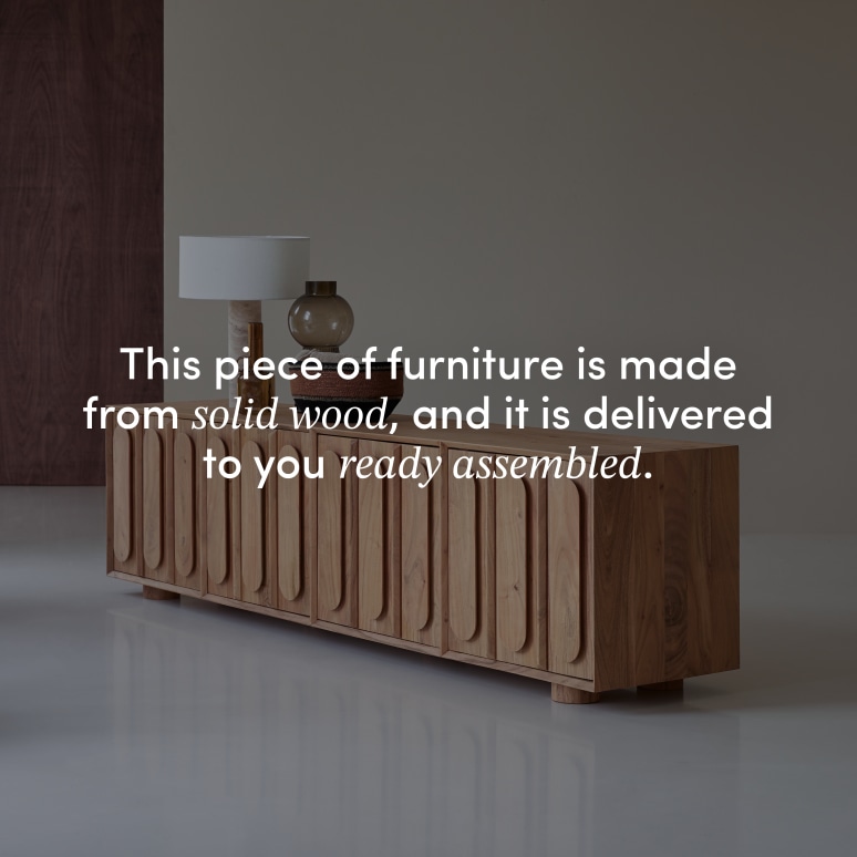 Olga - TV unit in solid acacia wood, 195 cm