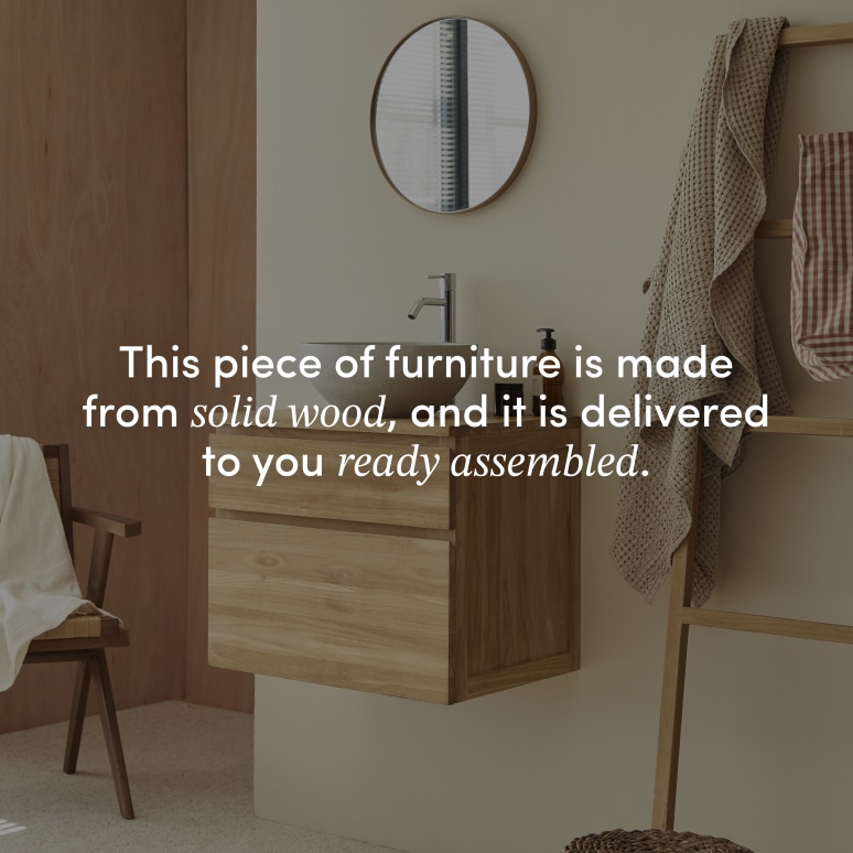 Jacob - Under-sink cabinet in solid teak wood, 60 cm