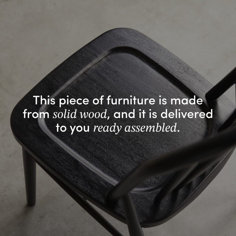 Leonor - Spindle-back chair in black solid acacia wood