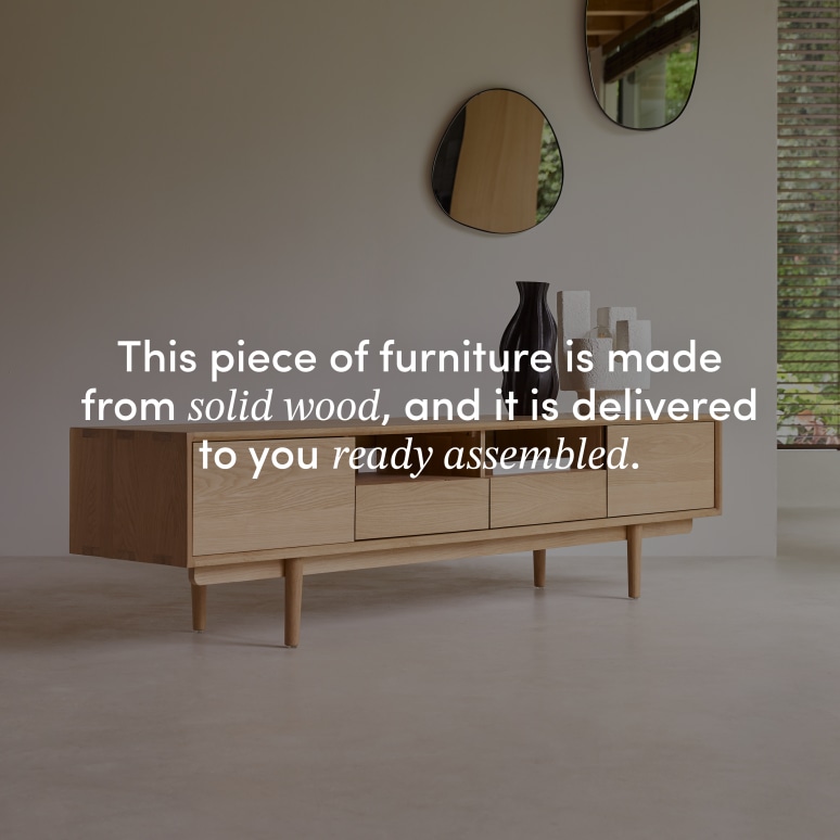 Ellie - TV unit in solid oak, 180 cm 