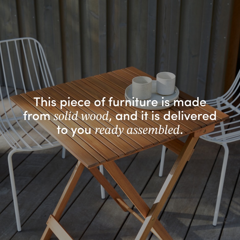 Bistro - Folding garden table in solid acacia, seats 2 people