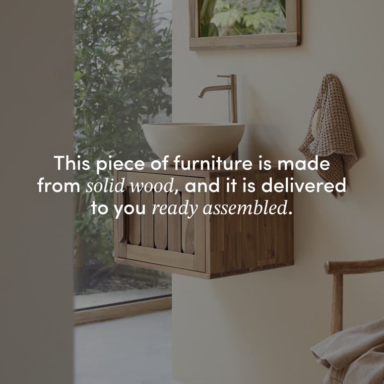 Lila - Bathroom cabinet in solid acacia - 50 cm