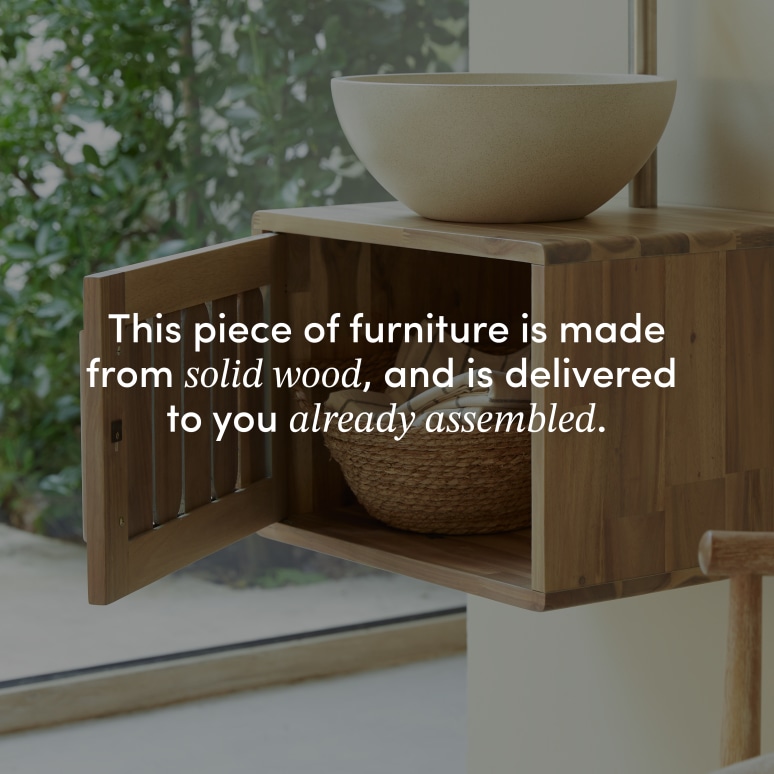 Lila - Bathroom cabinet in solid acacia - 50 cm