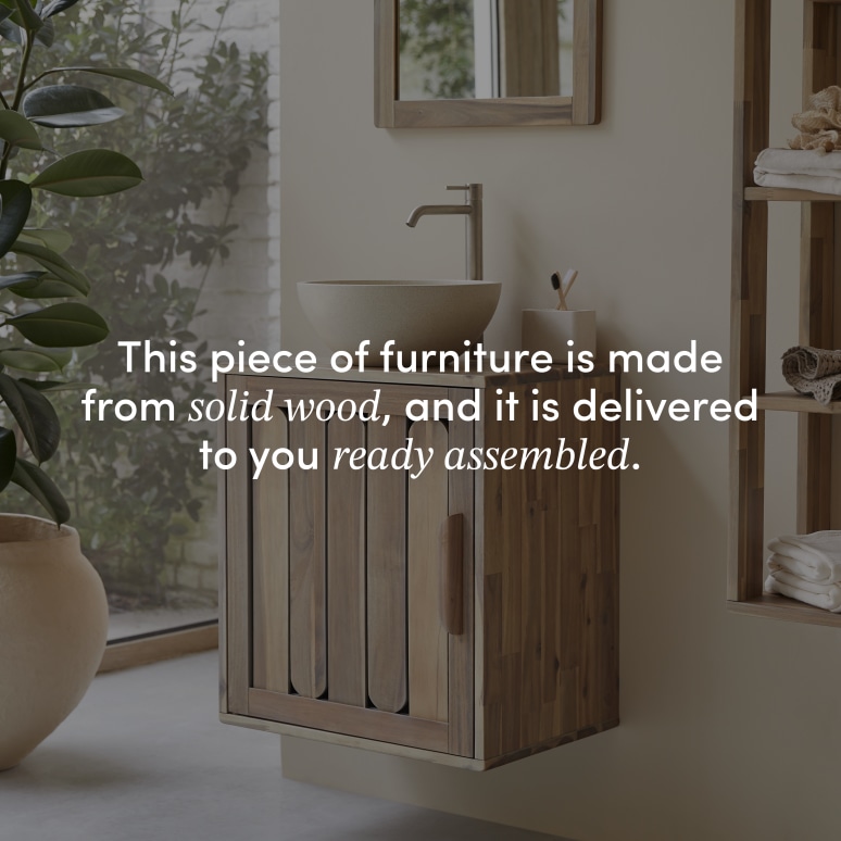 Lila - Bathroom cabinet in solid acacia - 60 cm