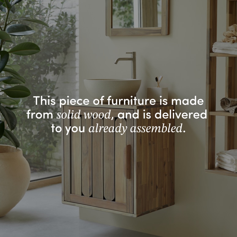 Lila - Bathroom cabinet in solid acacia - 60 cm
