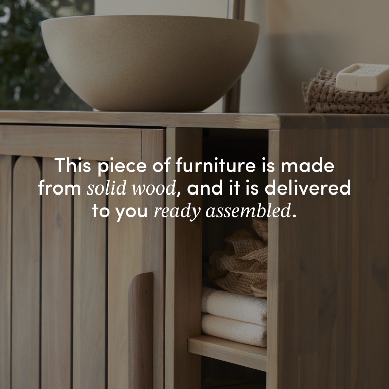 Lila - Bathroom cabinet in solid acacia - 80 cm