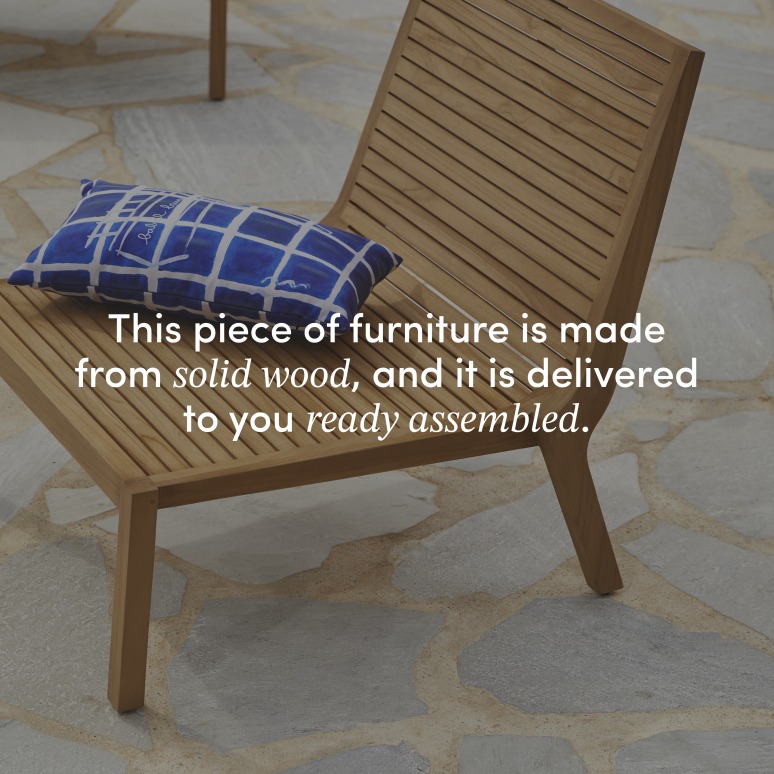 Teo - Low garden armchair in solid teak