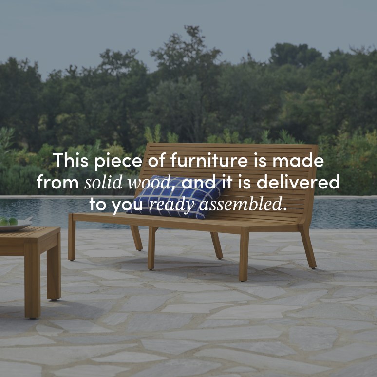 Teo - Low garden bench in solid teak