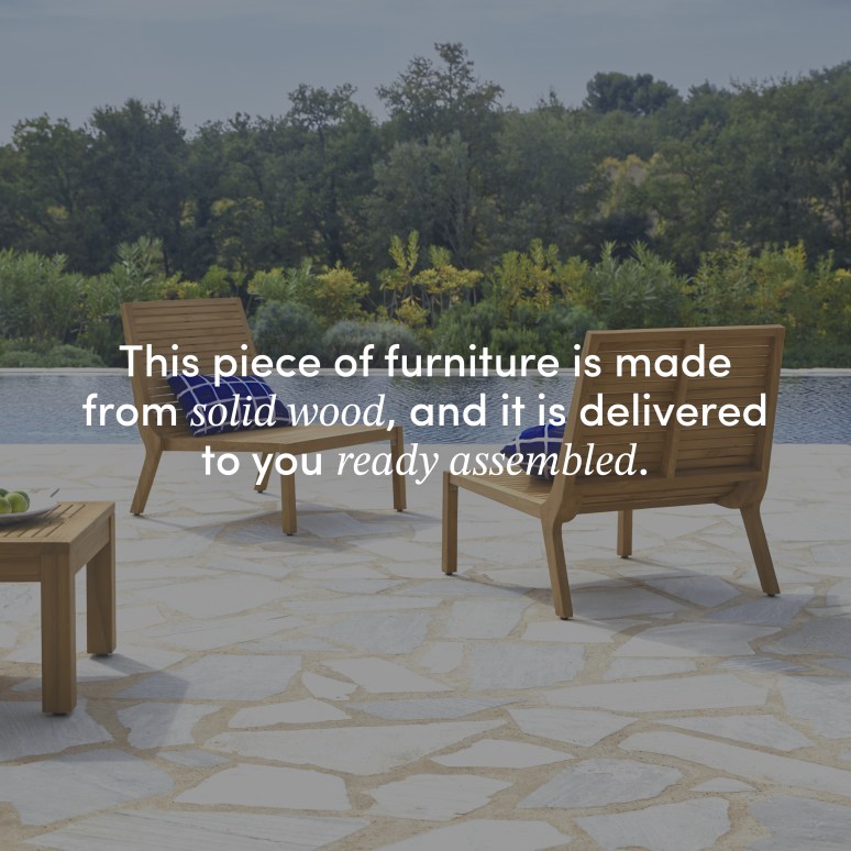 Teo - 3-seater solid teak garden lounge set