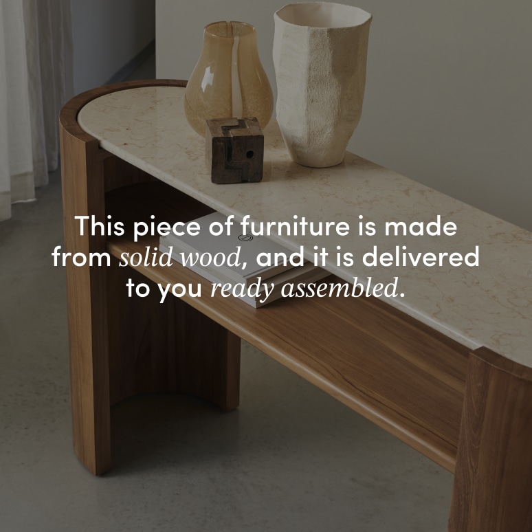 Virgile - Hallway console table in solid teak and marble
