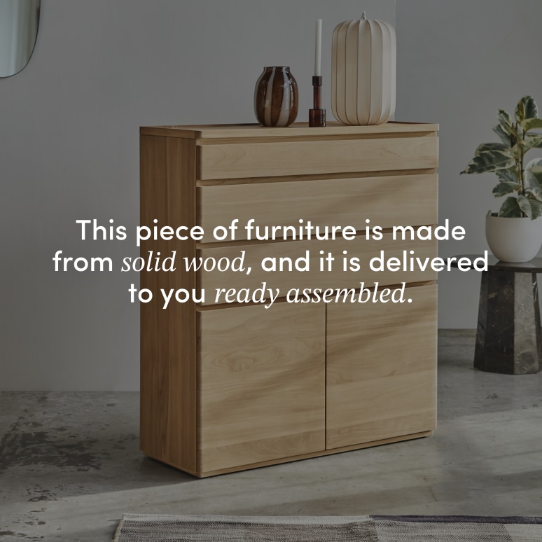 Nino - Hallway sideboard in solid teak 110 cm
