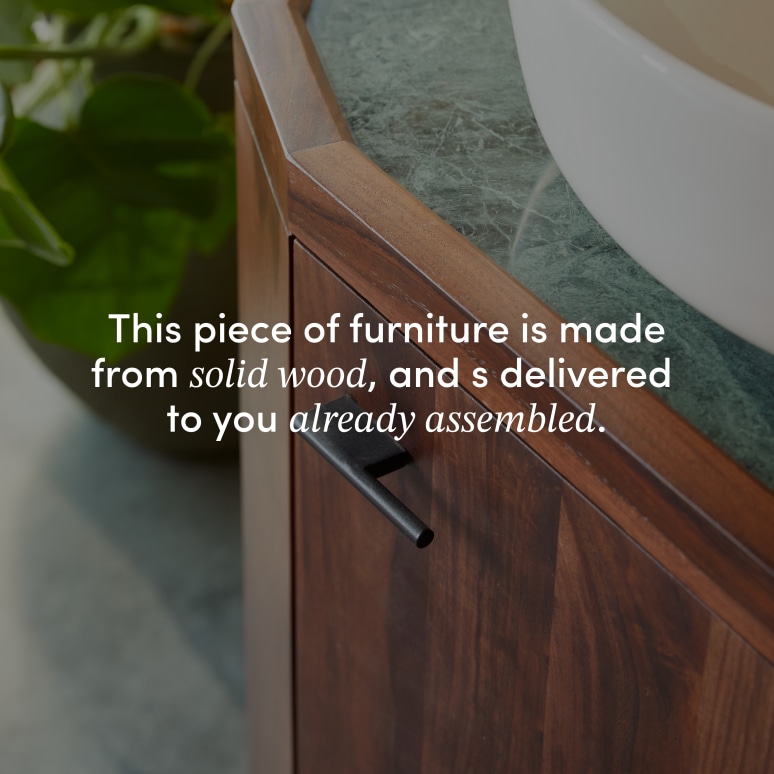 Jade - Vanity unit in solid sheesham wood and marble 80 cm