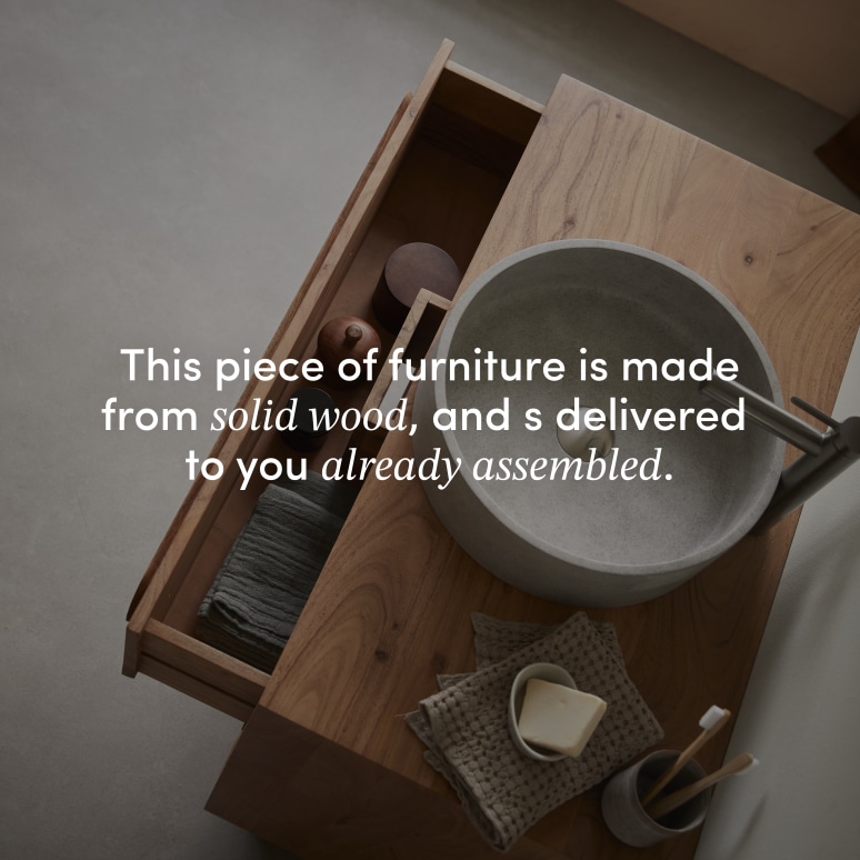 Olga - Solid acacia vanity unit 90 cm