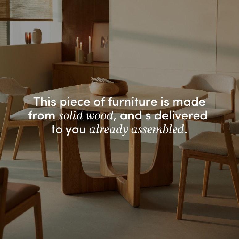 Mattia - 4-seater table in solid oak and travertine