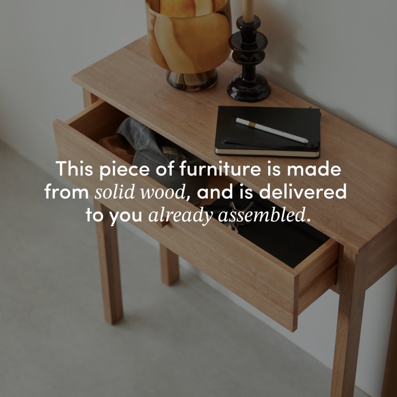 Renata - Solid rubberwood console table D. 28 cm