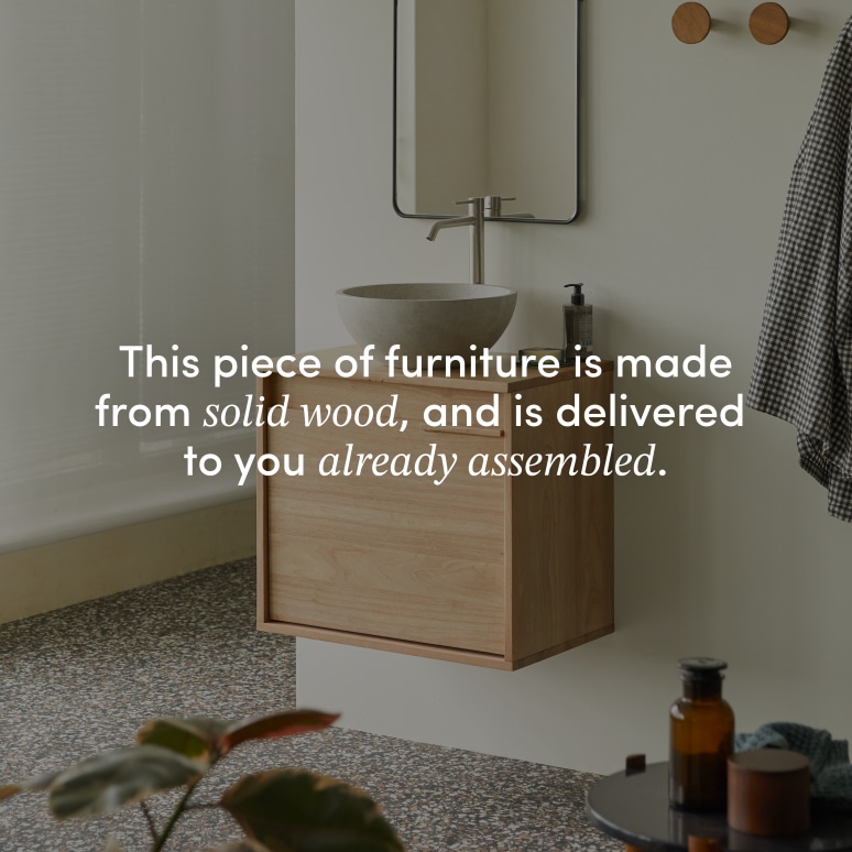 Néo - Vanity Cabinet in solid rubberwood, 60 cm