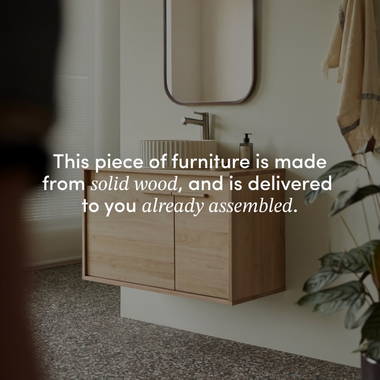 Néo - Vanity Cabinet in solid rubberwood, 90 cm