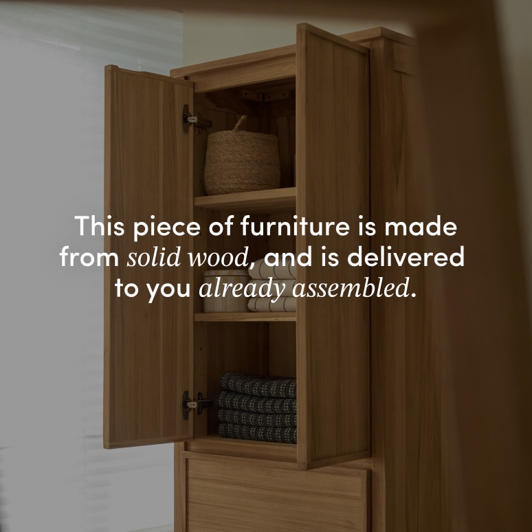 Jane - Hallway column cabinet in solid teak D. 35 cm