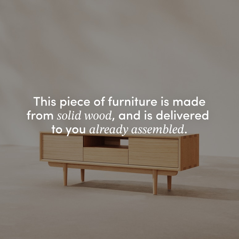 Ellie - TV Stand in solid oak, 125 cm