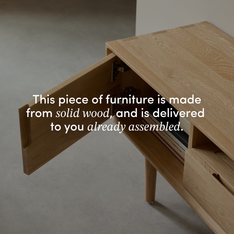 Ellie - TV Stand in solid oak, 125 cm