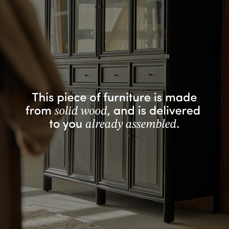Anna - Tall Glass and Solid Door Display Cabinet in Mindi 120 cm