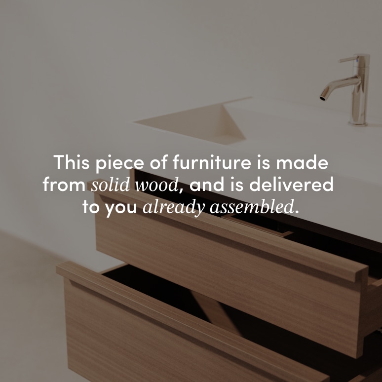 Margot - Vanity Cabinet in solid rubberwood and terrazzo, 80 cm