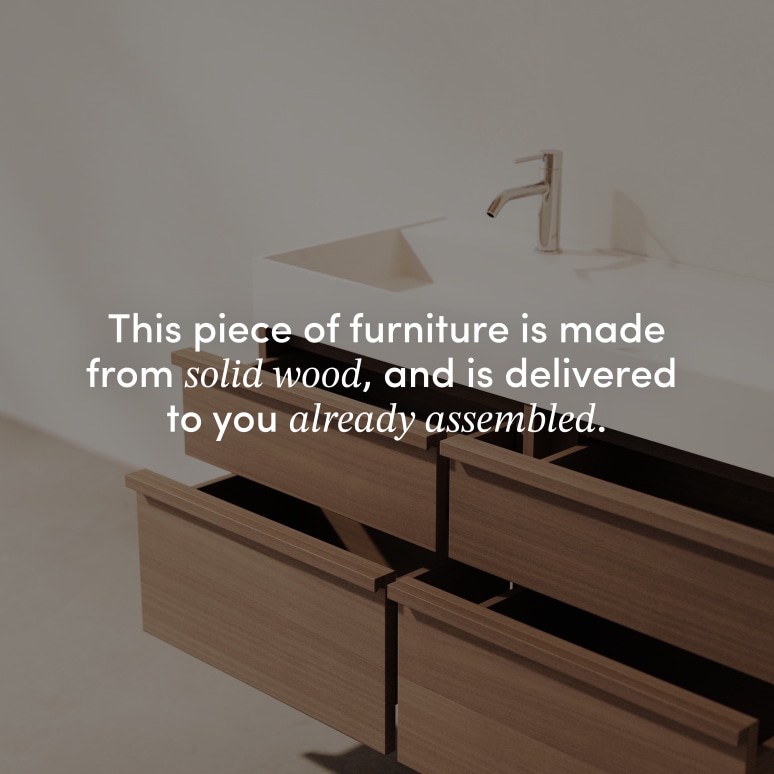 Margot - Vanity Cabinet in solid rubberwood and terrazzo, 120 cm