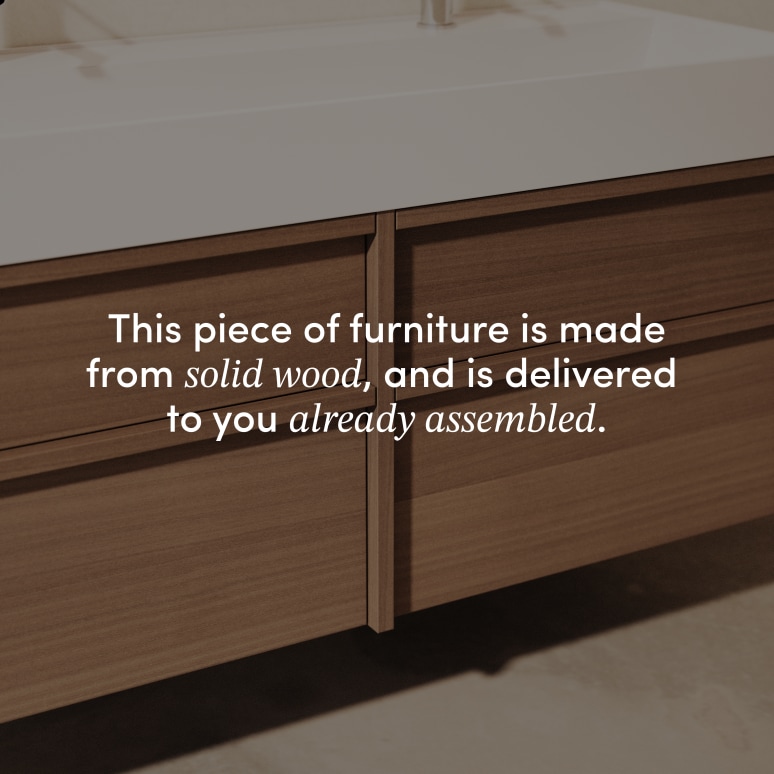 Margot - Vanity Cabinet in solid rubberwood and terrazzo, 120 cm