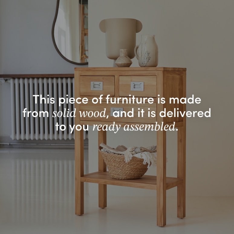 Coffee Tek - Hallway console table in solid teak D. 30 cm