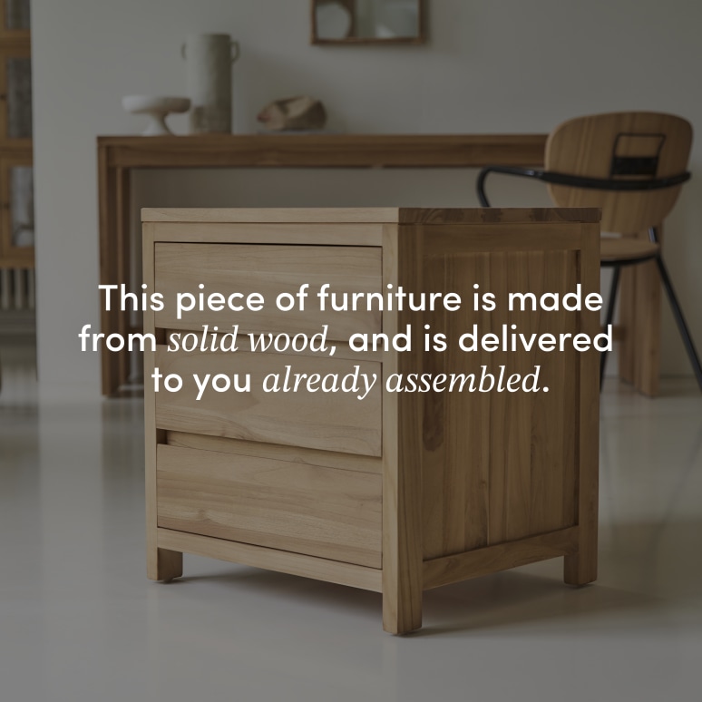 Eden - Bedside Table in solid teak, 3 drawers