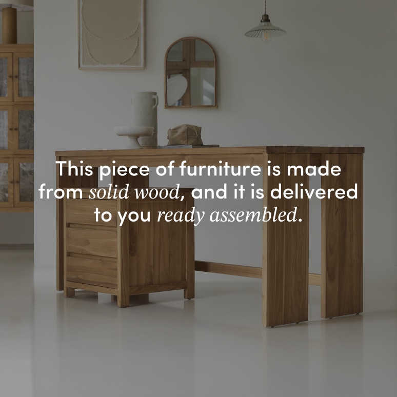 Eden - Solid teak desk with drawer storage unit
