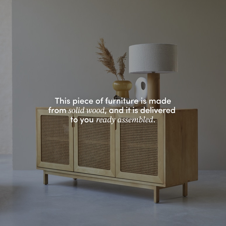 Luis - Solid Elm and Canework Cabinet