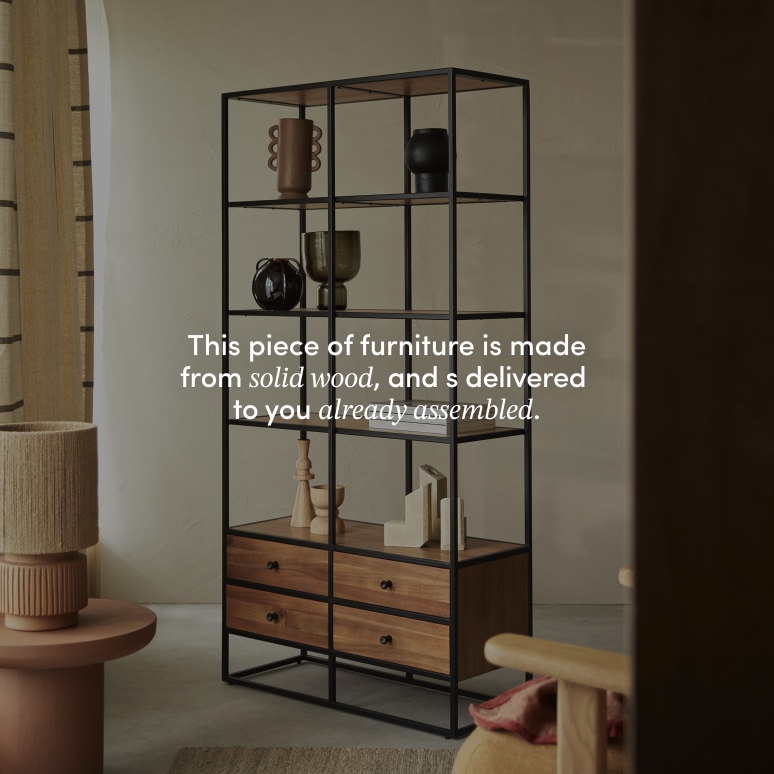 Agra - Solid Acacia and Metal Bookcase