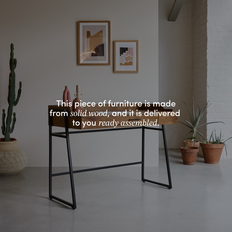 Hedda - Solid Mango Wood and Metal Desk