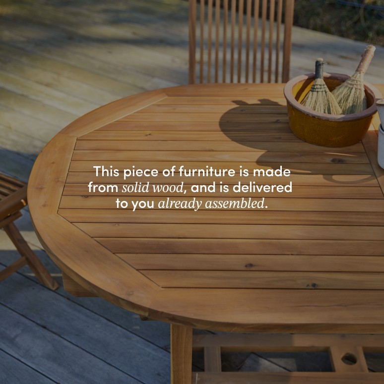 Capri - Oval solid acacia extending garden table 8-10 pers