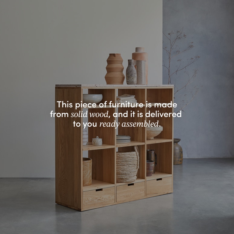 Miho - Solid Oak and Pink Premium Terrazzo Low Bookcase