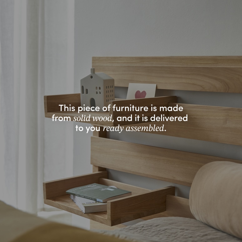 Urbain - Solid Teak California King Size Headboard with 2 shelves