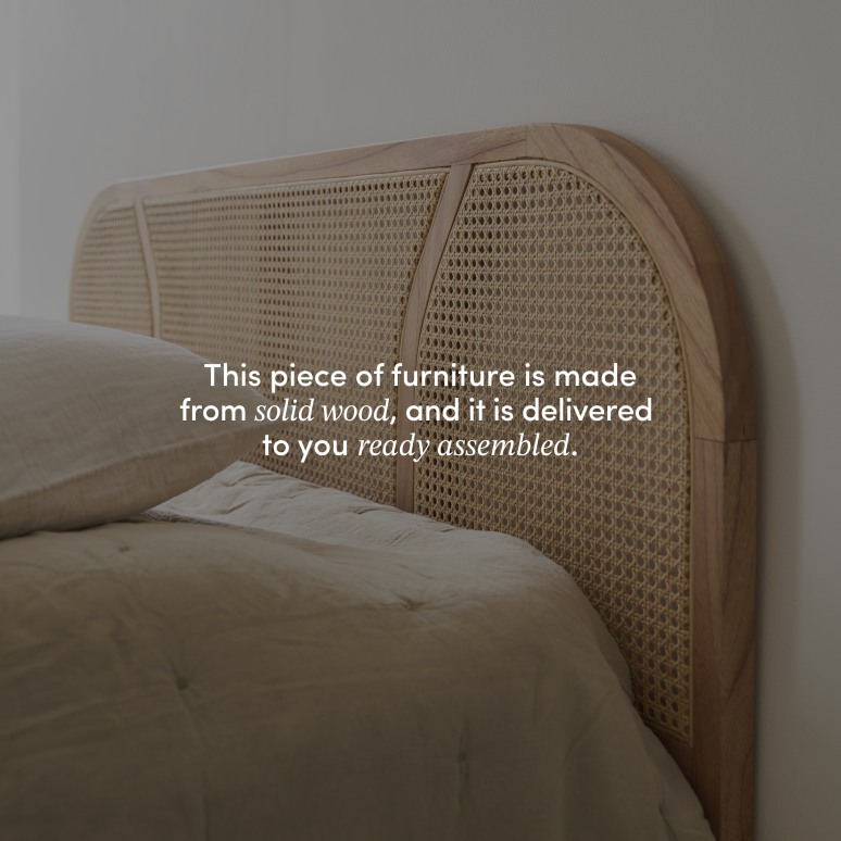 Billie - ﻿Solid Mindi and Canework Queen Size Headboard