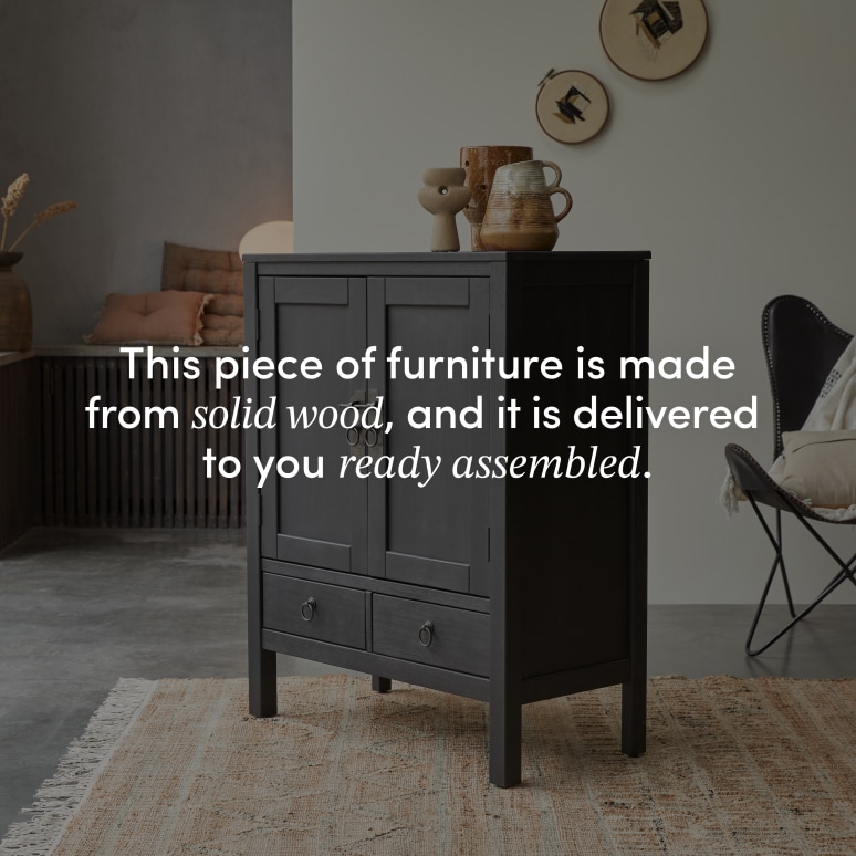 Thaki Black - Solid Pine Cabinet 32''