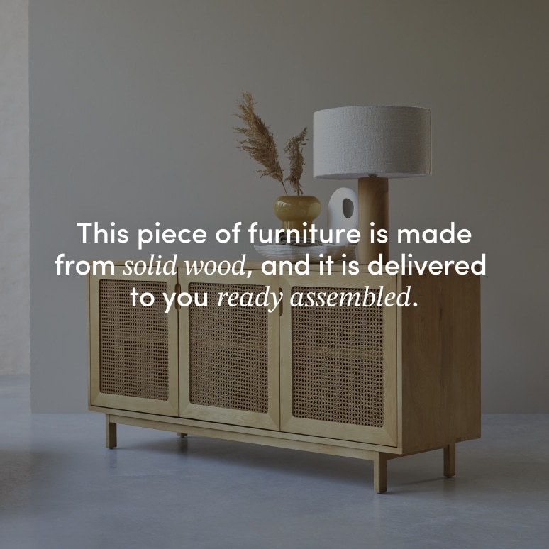 Luis - Solid Elm and Canework Cabinet