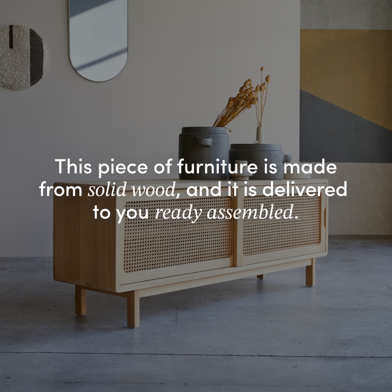 Luis - Solid Elm and Canework TV Stand