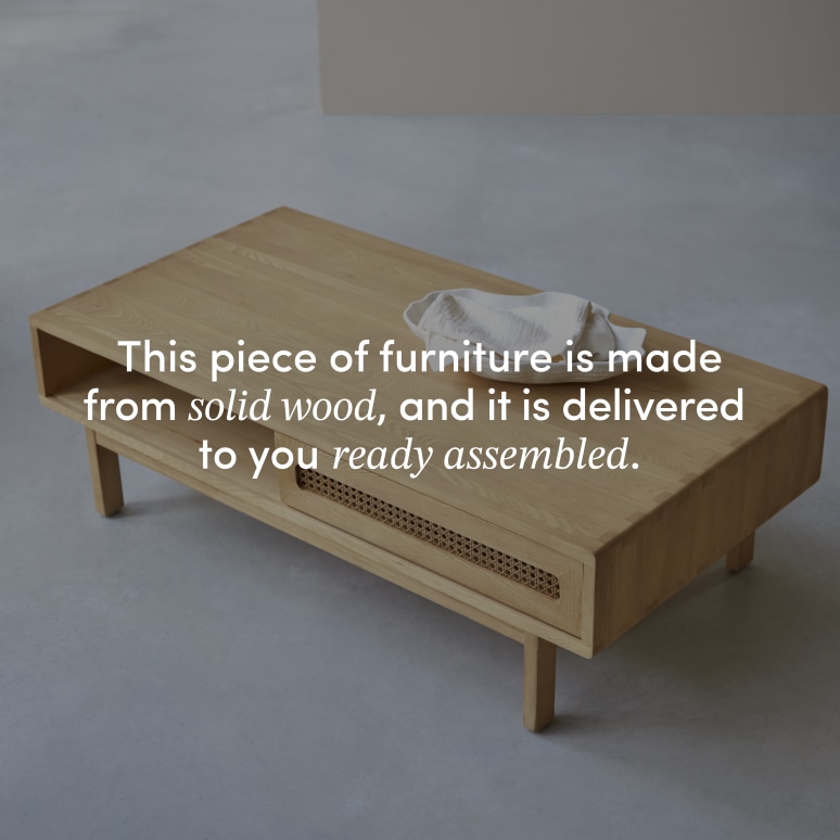 Luis - Solid Elm and Canework Coffee Table