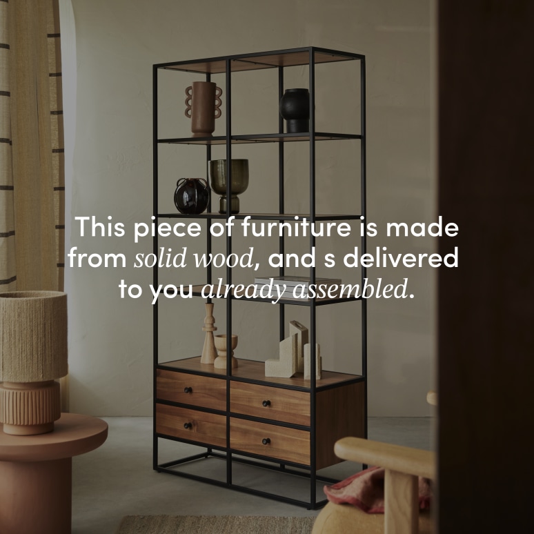 Agra - Solid Acacia and Metal Bookcase