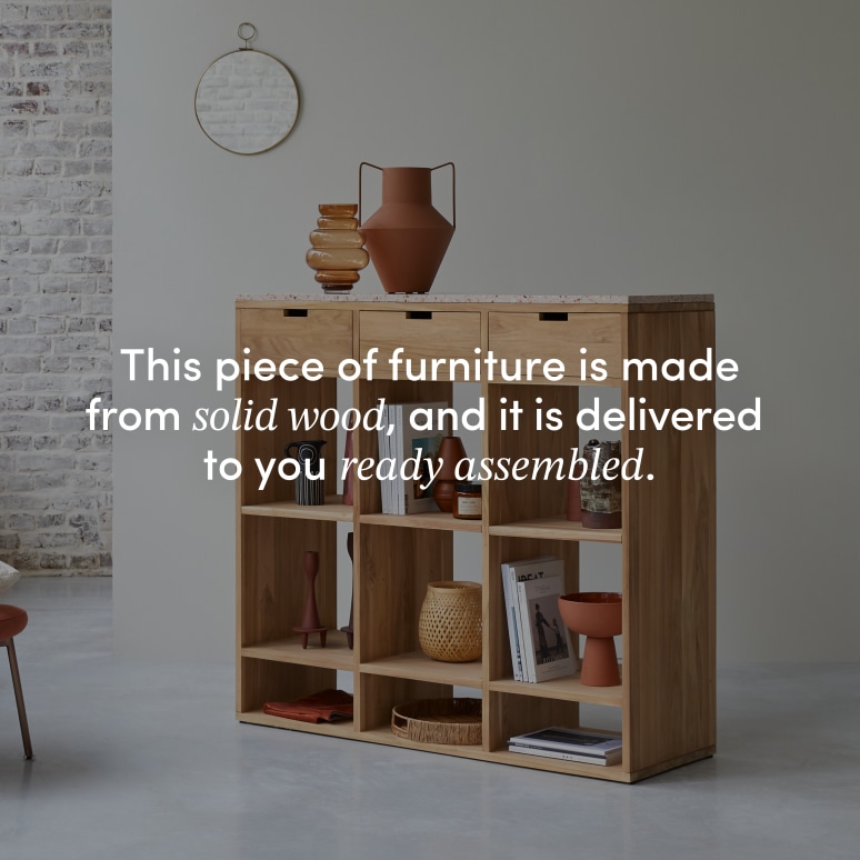 Miho - Solid Teak and Pink Premium Terrazzo Console Table