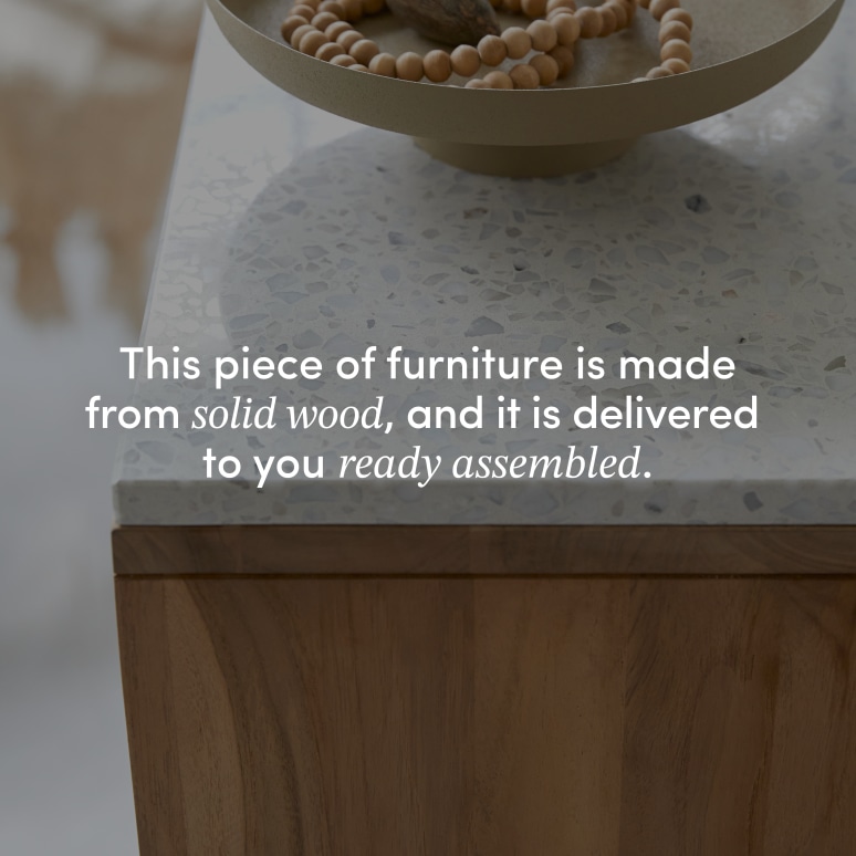 Miho - Solid Teak and White Premium Terrazzo Bookcase