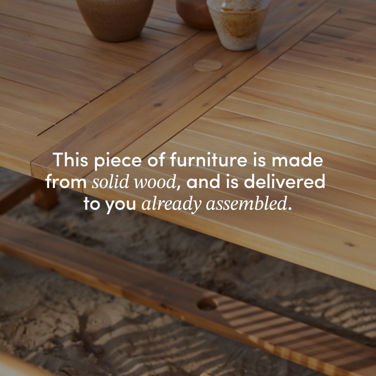 Capri - Rectangular solid acacia extending outdoor table