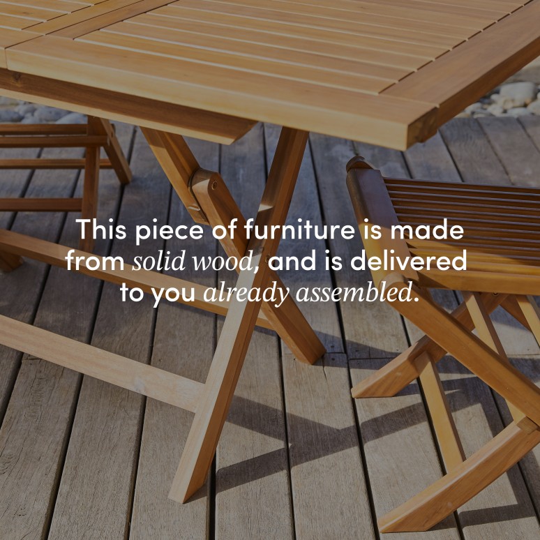 Capri - Solid acacia folding garden table with extra leaf