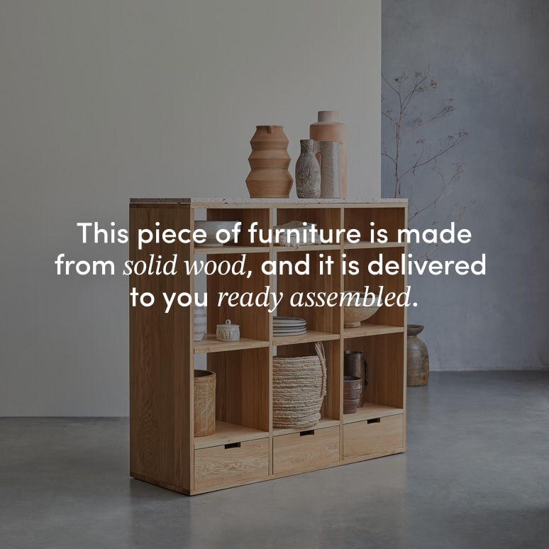 Miho - Solid Oak and Pink Premium Terrazzo Low Bookcase